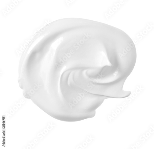 Cosmetic cream or yogurt on white background