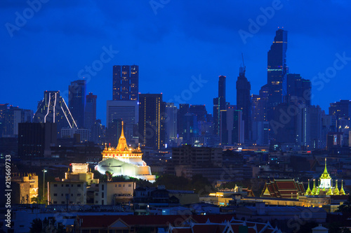 Golden pagoda of Wat Saket Temple   Golden Mount Temple public landmark in Thailand