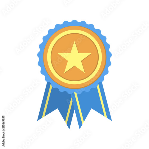 Gold medal with red ribbon