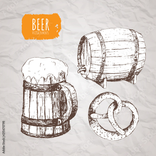A set of vector elements on the theme of Oktoberfest. Oktoberfest. Beer festival.