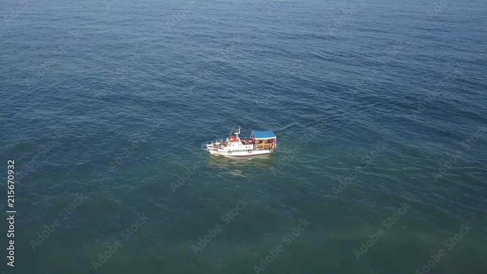 aerial ship in the sea going on the dirty polluted harmful water aerial ship in the sea going on the dirty polluted harmful water