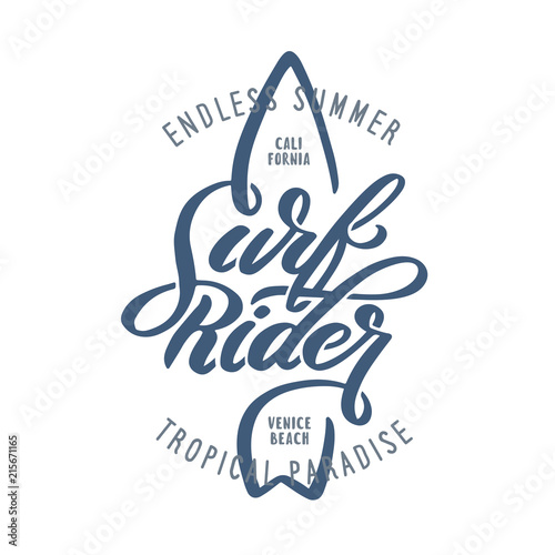 Hand drawn surfing related t-shirt design. Vector vintage illustration.