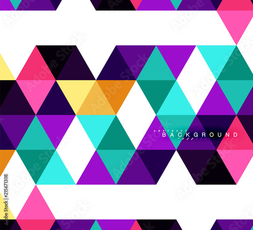 Multicolored triangles abstract background, mosaic tiles concept