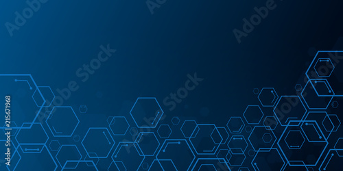 Abstract blue hexagon background , Technology polygonal concept with copy space