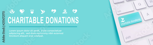 Charity and relief work - Charitable Giving Web banner with icon set