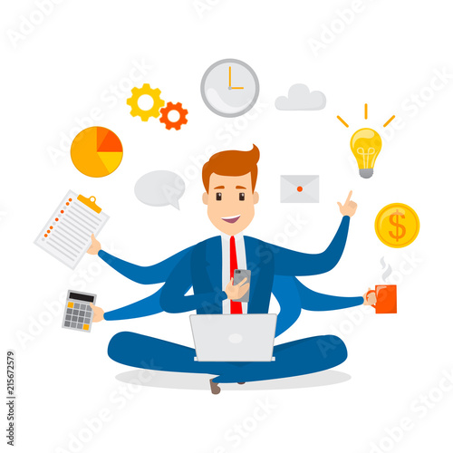 Multitasking businessman