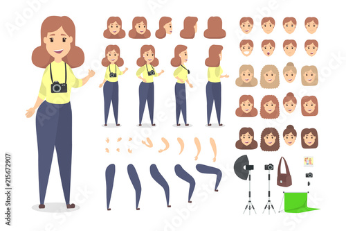 Pretty photographer character set for animation
