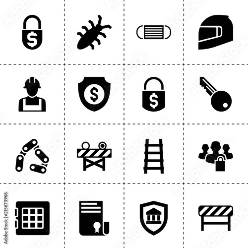 Set of 16 safety filled icons
