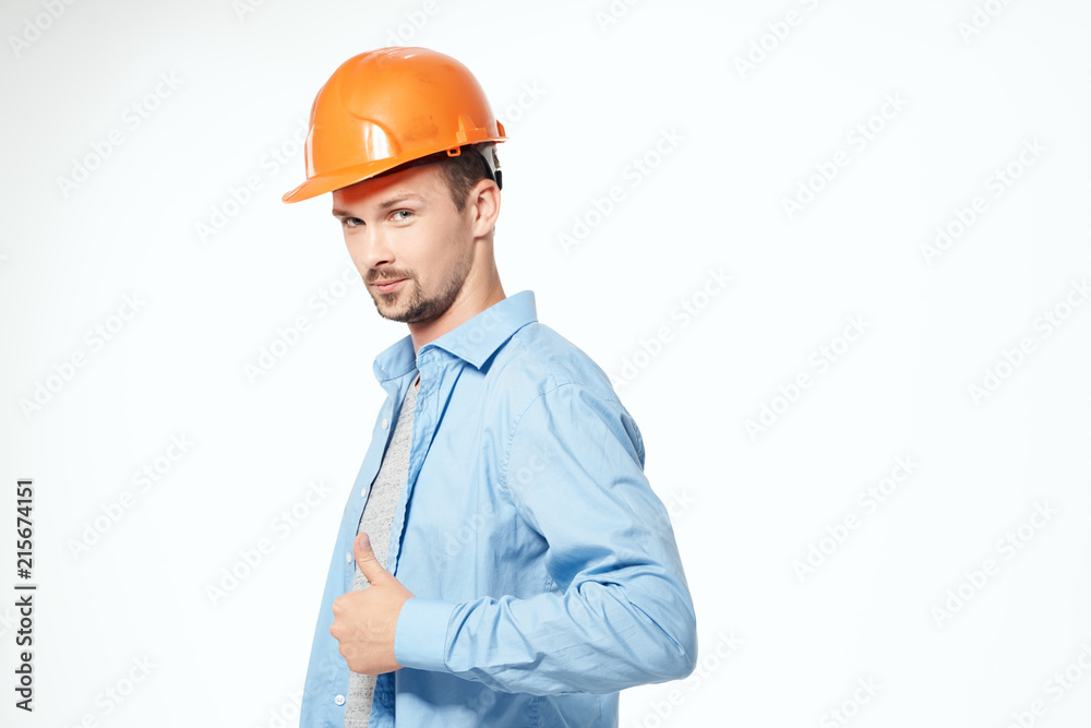 architect in orange helmet on an isolated background