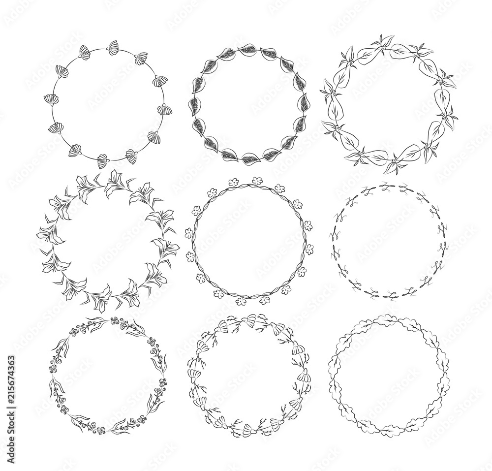 Beautiful monogram set with floral elements Beautiful monogram set with floral elements