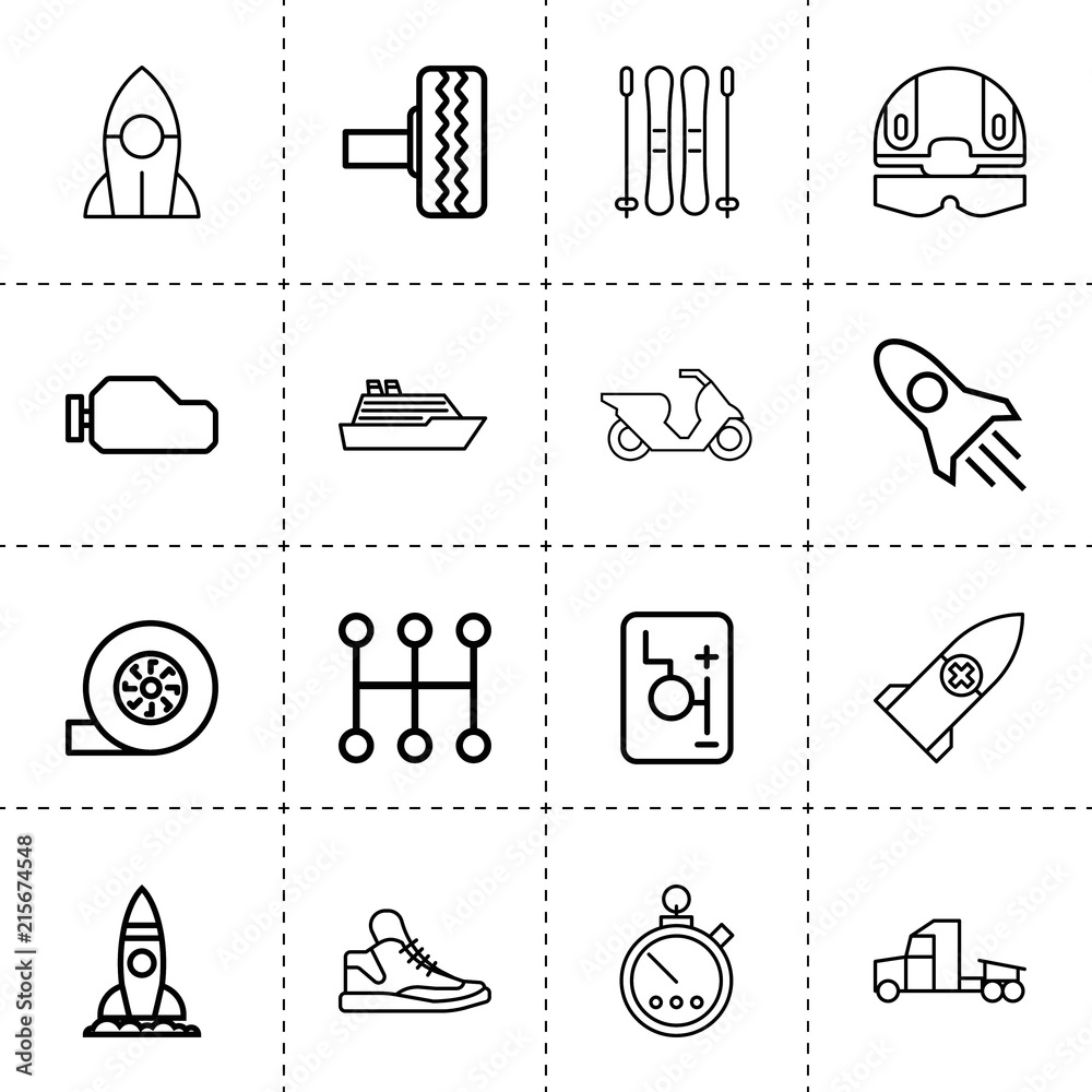 Fototapeta premium Set of 16 speed outline icons