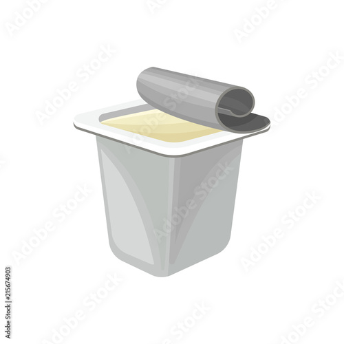 Plastic package of yogurt, healthy fresh dairy product vector Illustration on a white background