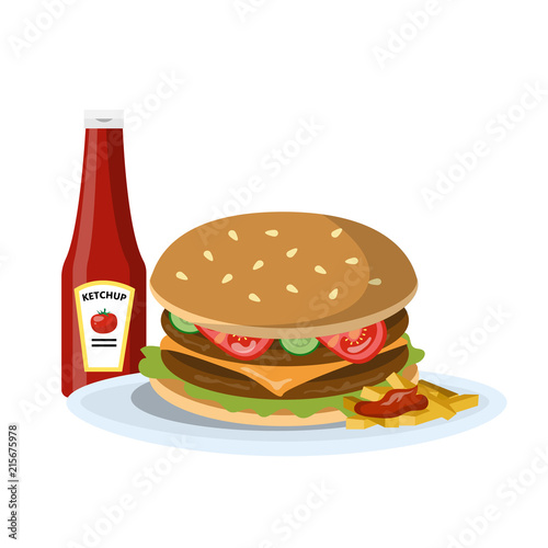 Hamburger with ketchup