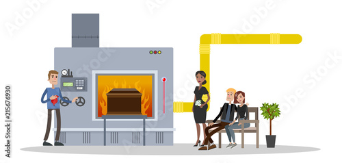 Funeral service in crematory