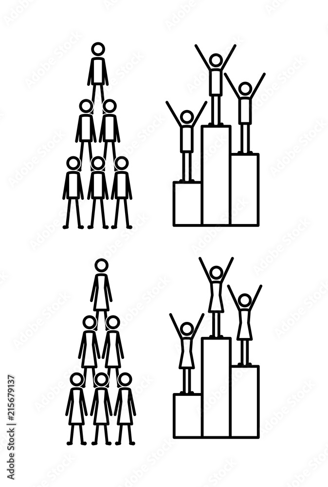teamwork people linear figures vector illustration design