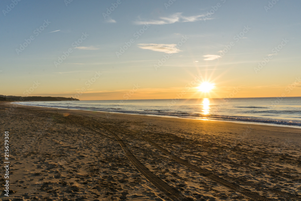 Sunrise in a mediterranean beach