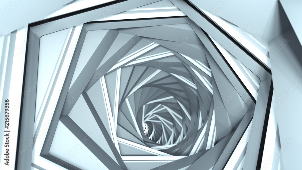 Abstract technology tunnel 3D render - obrazy, fototapety, plakaty 