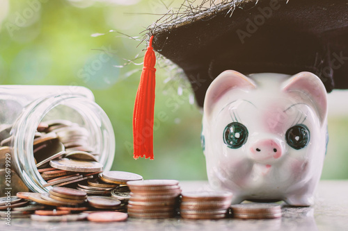 Piggy bank with square acad...