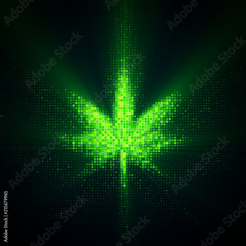 Shiny cannabis leaf shape o...