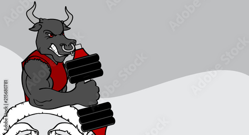 muscle bull cartoon fitness weight training gym in vector format 