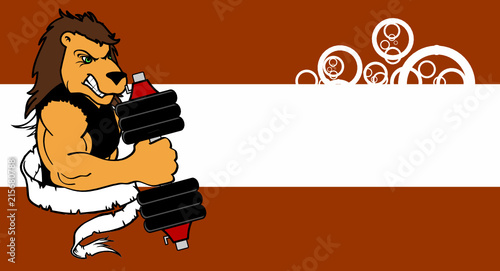 muscle lion cartoon fitness weight training gym in vector format 