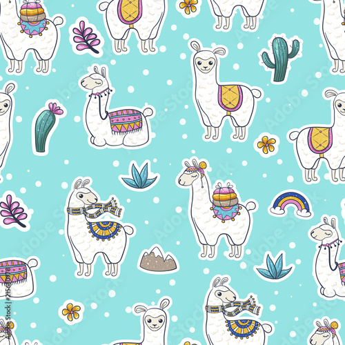Lama seamless pattern