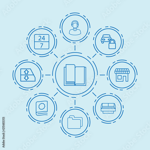 Set of 9 open outline icons