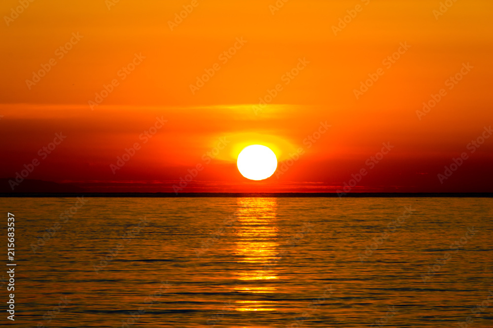 Beautiful sunrise over the Mediterranean Sea.