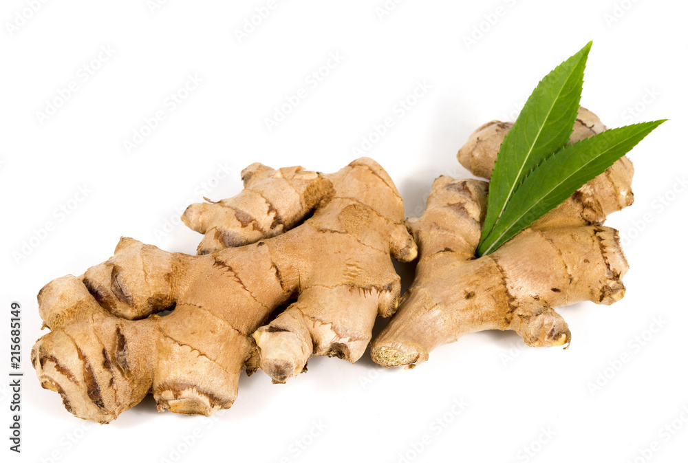 Fresh ginger on white background, herb medical concept Fresh ginger on white background, herb medical concept
