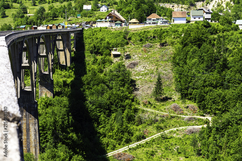 The Djurdjevic Bridge crosses the canyon of the Tara River in the north of Montenegro. Tourist concept photo