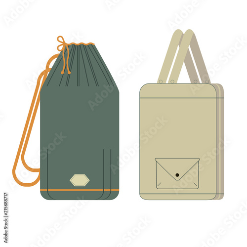 Travel bags, backpacks, cases, luggage and set travel bag, suitcase flat isometric icons illustration. Set of illustrations for traveling, hiking, flying, resting, resting, vacation.