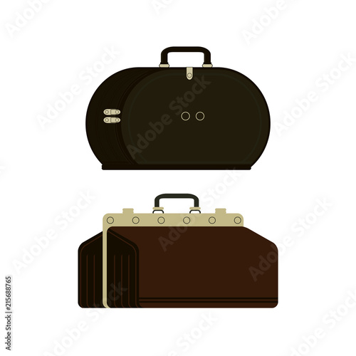 Travel bags, backpacks, cases, luggage and set travel bag, suitcase flat isometric icons illustration. Set of illustrations for traveling, hiking, flying, resting, resting, vacation.