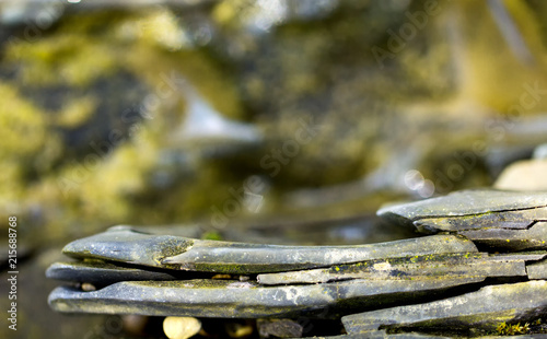 Use of natural stones in the decorated garden, Japanese garden of stones.