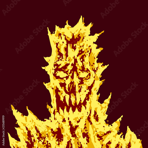 Satanic monster face with sharp thorns. Vector illustration.