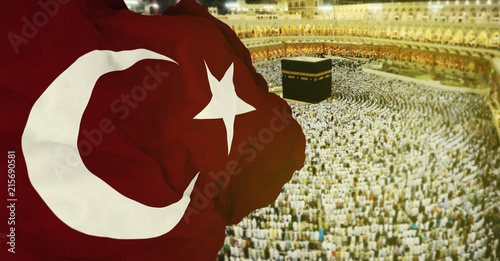 Canvas Print Türk Bayrağı ve Kabe