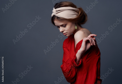 woman in red dress fashion