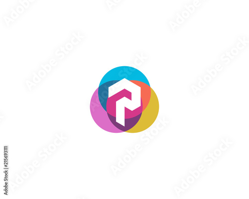Free Download Letter P logo design. Colorful circles overlay icon logotype. - GFXLoad