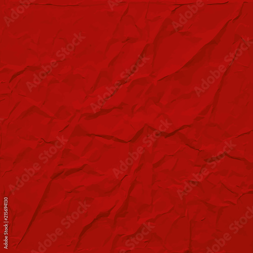Red wrinkled paper texture, abstract vector background