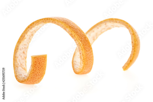Grapefruit peel isolated on white background. Healthy food.