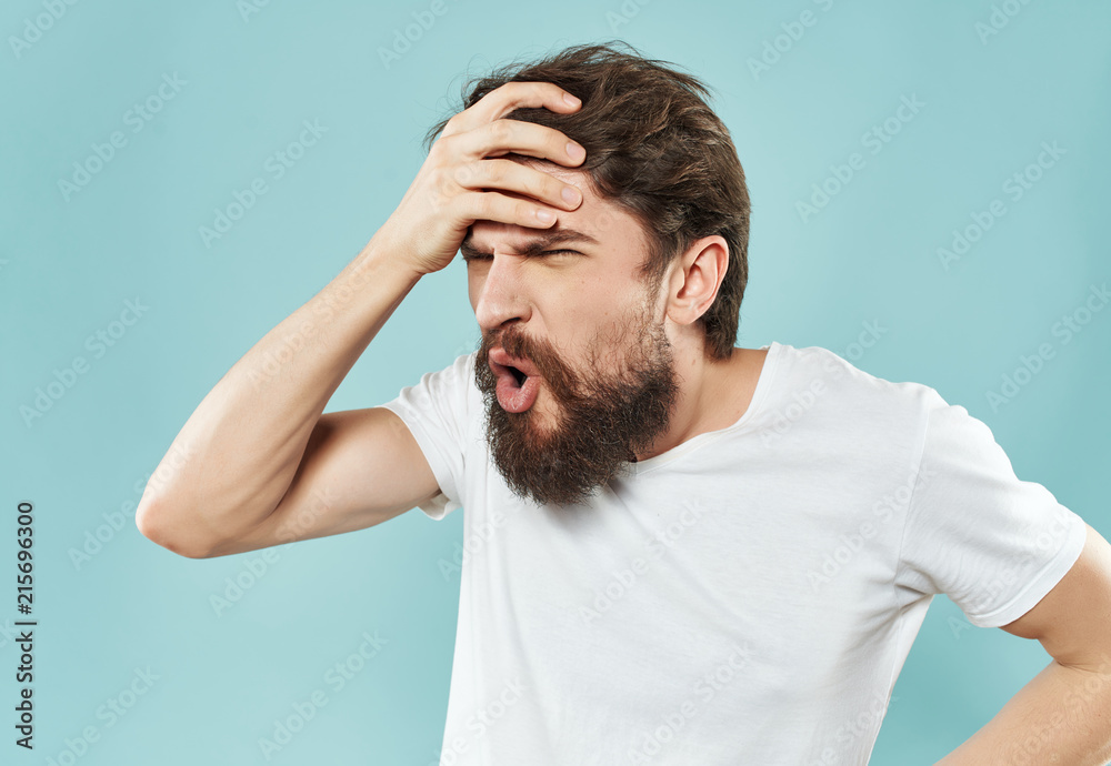 young man with headache young man with headache