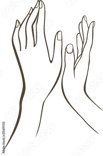 Female hands outline drawing