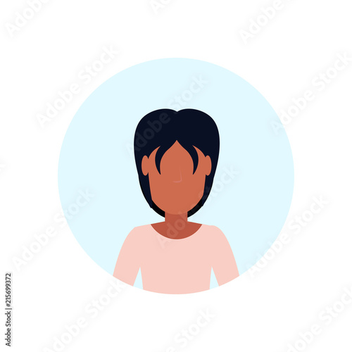 african american woman avatar isolated faceless female cartoon character portrait flat vector illustration