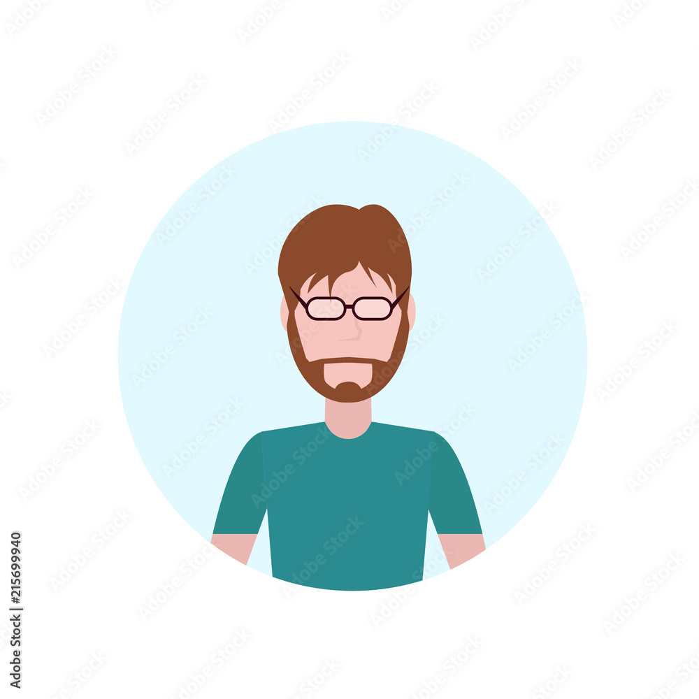 brown hair man avatar isolated faceless beard male cartoon character portrait flat vector illustration