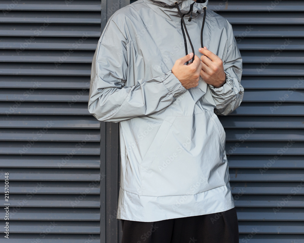 fashionable silvery waterproof jacket 