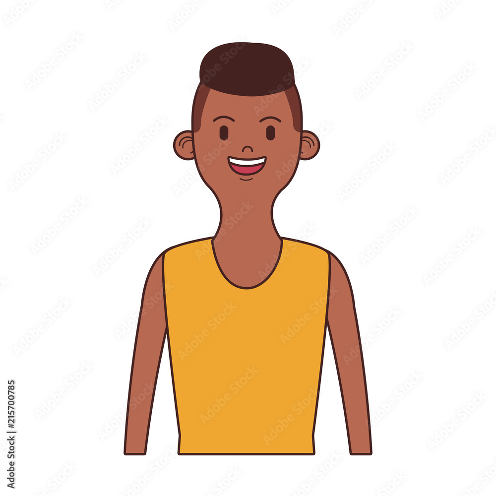 Young fitness man cartoon profile vector illustration graphic design