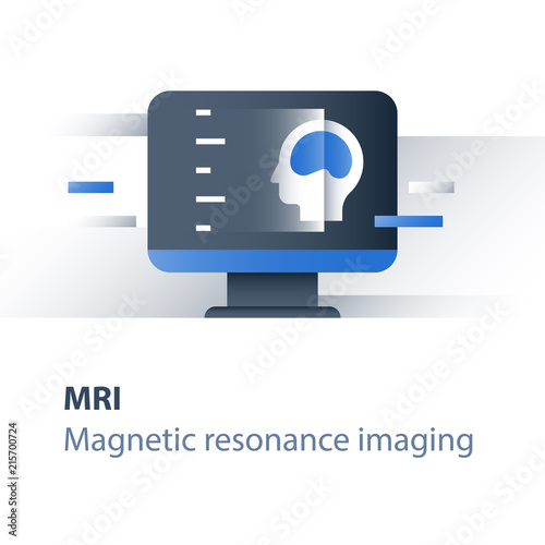 Brain examination, magnetic resonance imaging procedure, medical services, health care check up, head diagnosis, find tumor