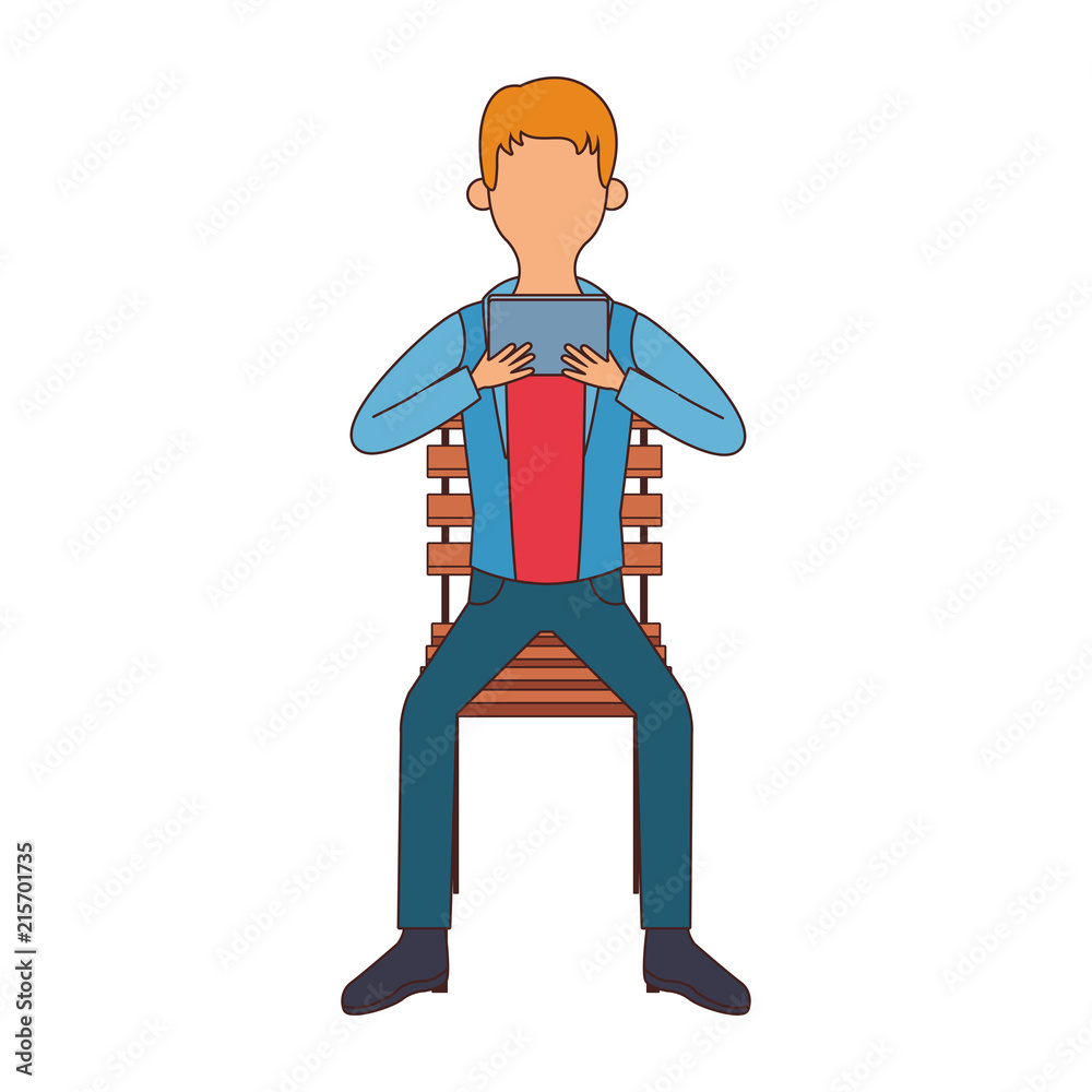 Young man with portable videogame vector illustration graphic design