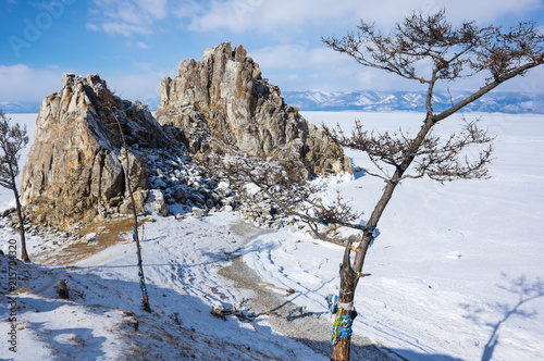 Cape Burkhan  Shaman Rock  on Olkhon Island at Baikal Lake