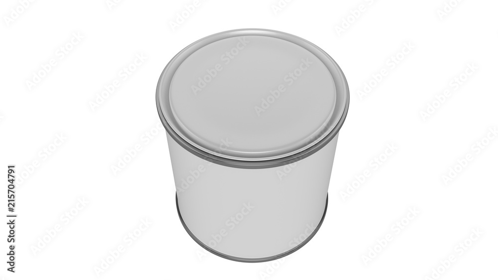 3D realistic render. Composition of single isolated paint can with white lid. Design template. 3D realistic render. Composition of single isolated paint can with white lid. Design template.