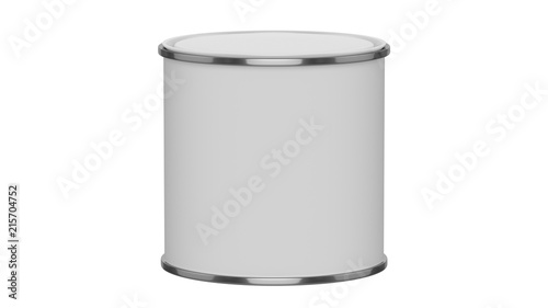 3D realistic render. Composition of single isolated paint can with white lid. Design template.